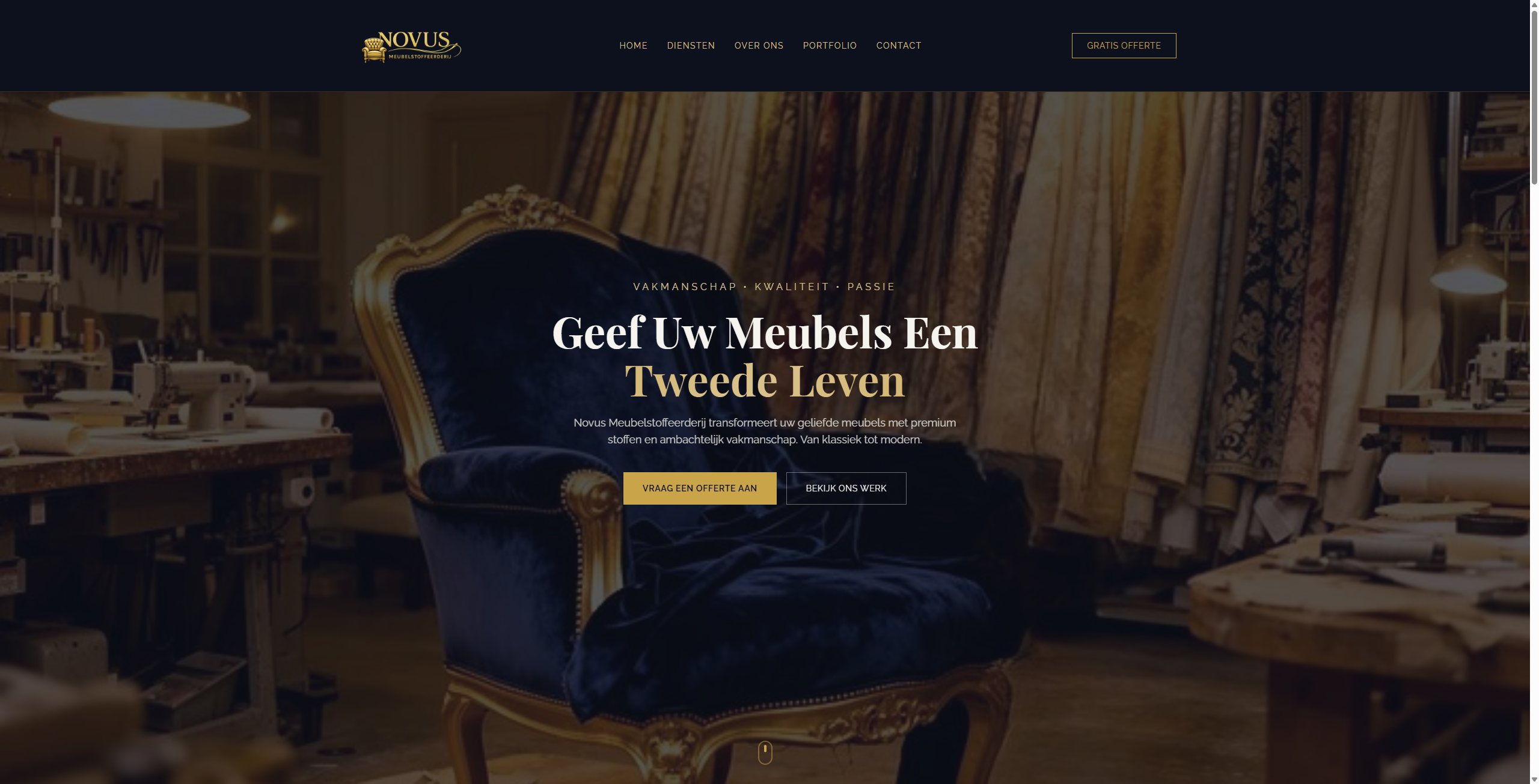 Novus Meubelstoffeerderij website