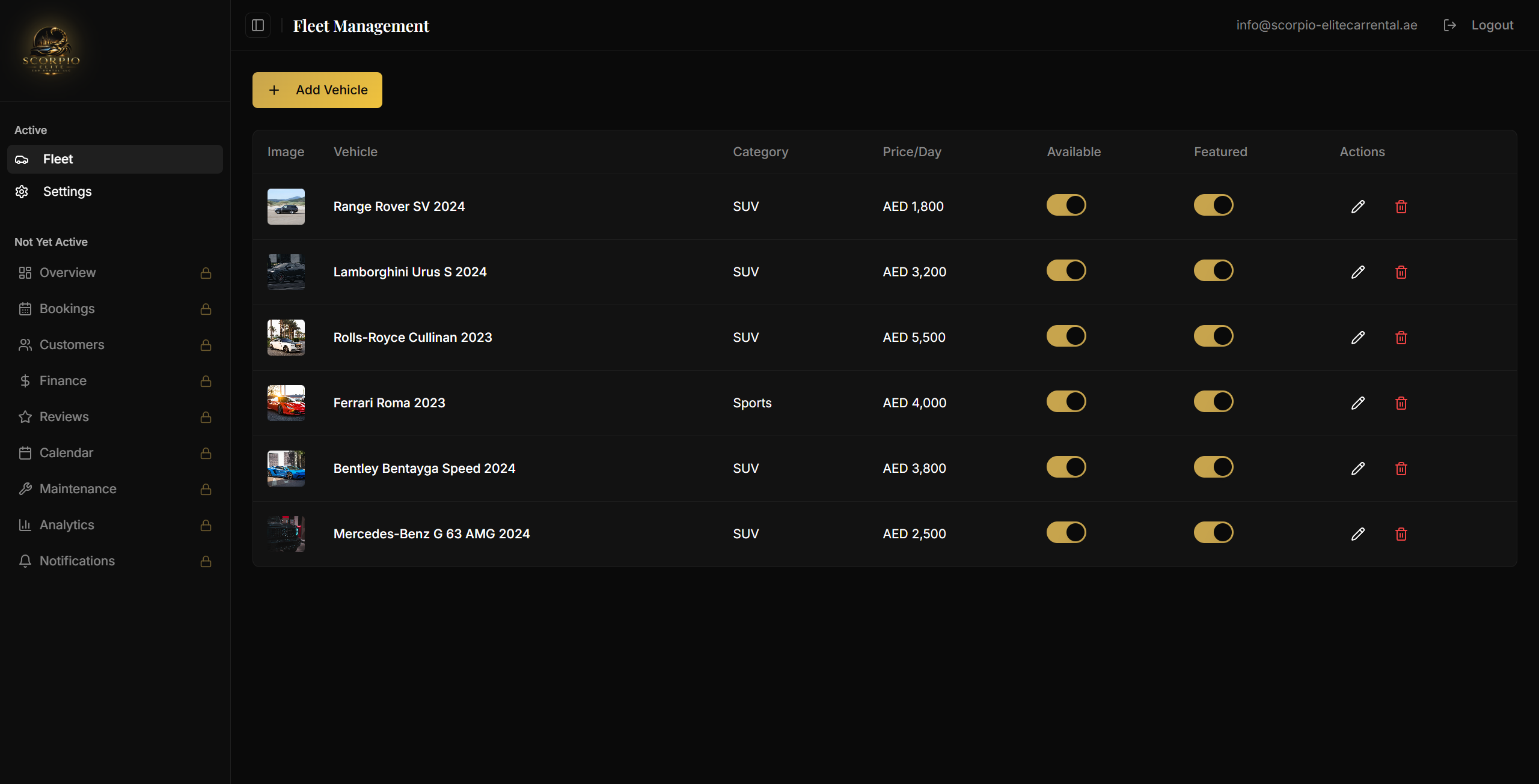 Scorpio — fleet dashboard
